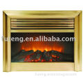 Golden yellow electric fireplace insert